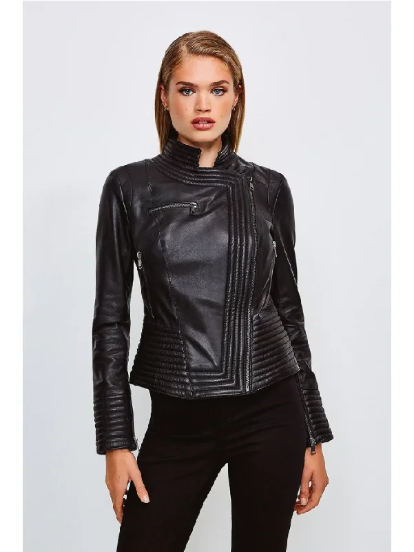 Women’s Black Leather Biker Jacket