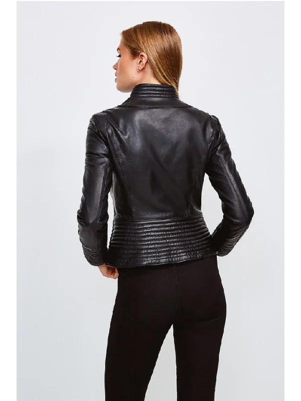 Women’s Black Leather Biker Jacket