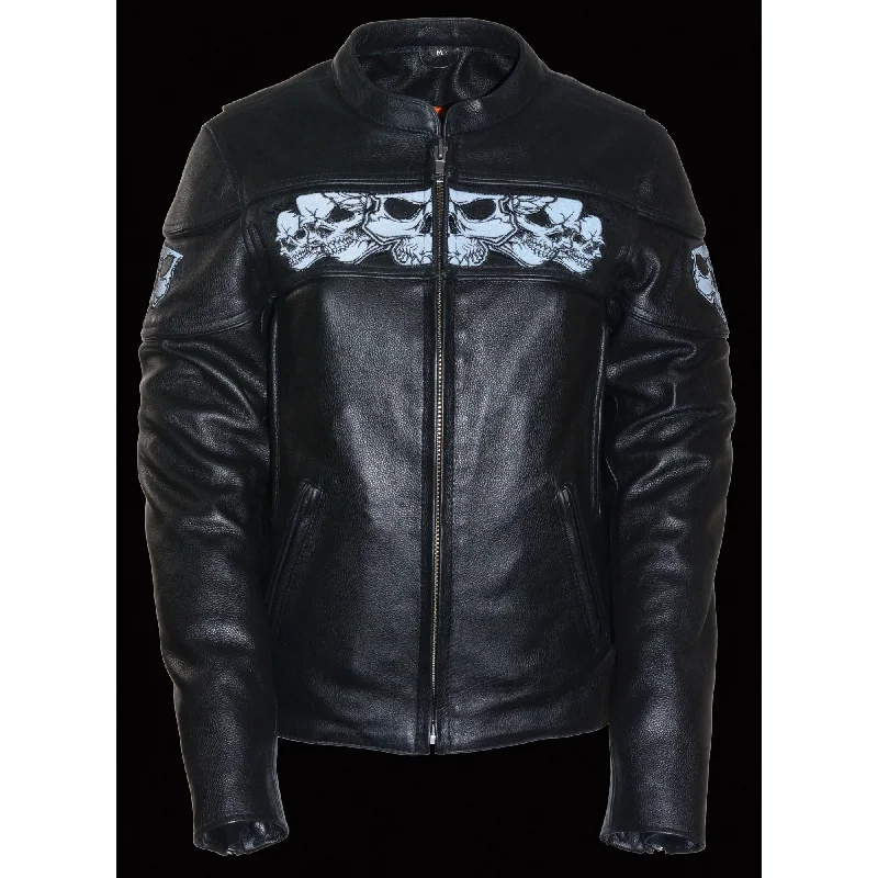 Women’s Crossover Scooter Jacket w/ Reflective Skulls