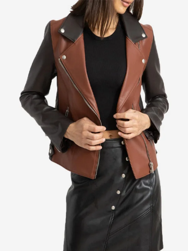 Women’s Two-Tone Leather Biker Jacket