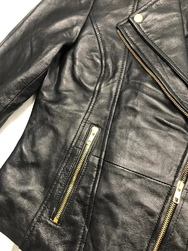 Women's Black Slim Fit Biker Leather Jacket