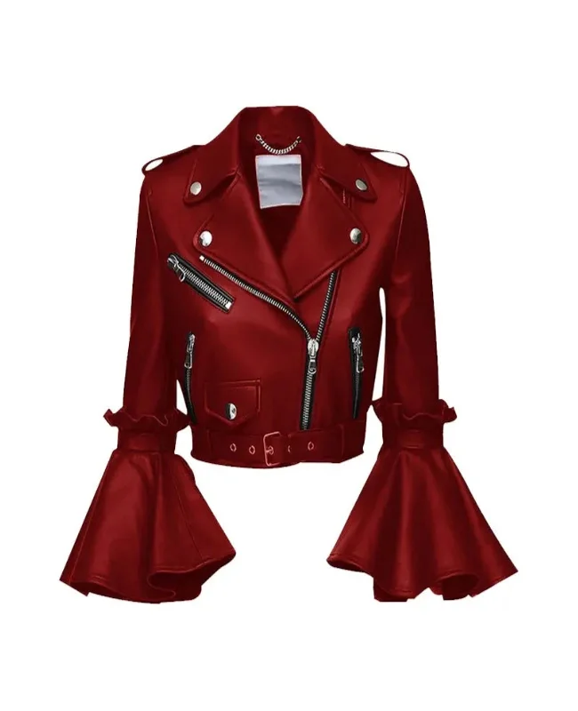 Womens Stylish Leather Cropped Jacket