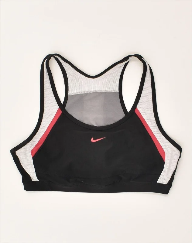 NIKE Womens Sport Bra Top UK 12 Medium Black Polyester