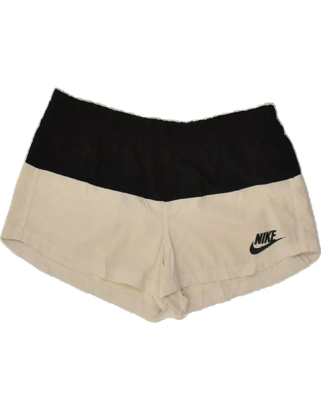 NIKE Womens Sport Shorts UK 14 Large Black Colourblock Polyester