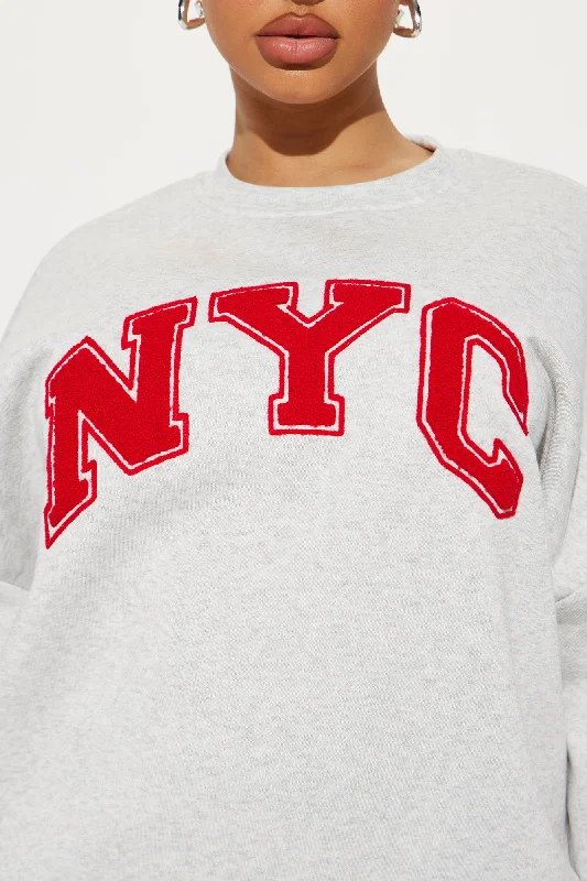 NYC Collegiate Crew Neck Sweatshirt - Heather Grey