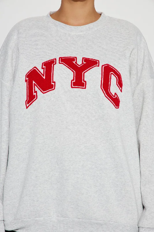 NYC Collegiate Crew Neck Sweatshirt - Heather Grey