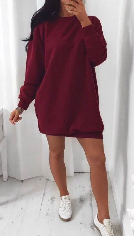 Oversized Sweater Dress In Wine