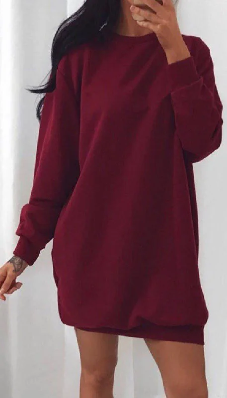 Oversized Sweater Dress In Wine