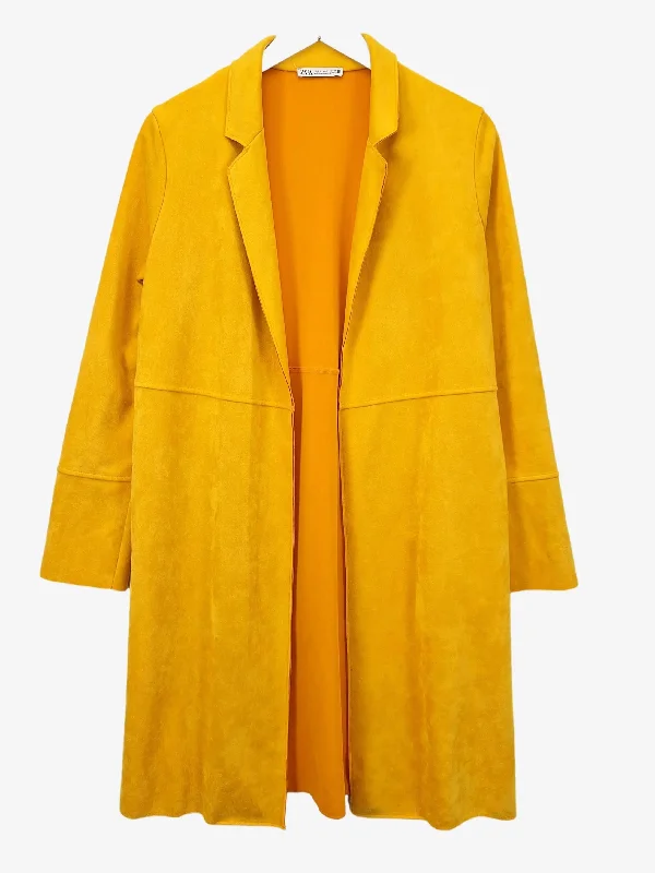 Zara Faux Suede Light Longline Coat Size S